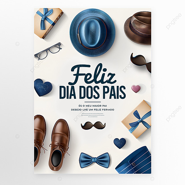 3d帽子礼物盒爱心领结鞋子眼镜父亲节节日快乐祝福海报