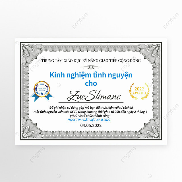 越南获奖证书纯白背景模版