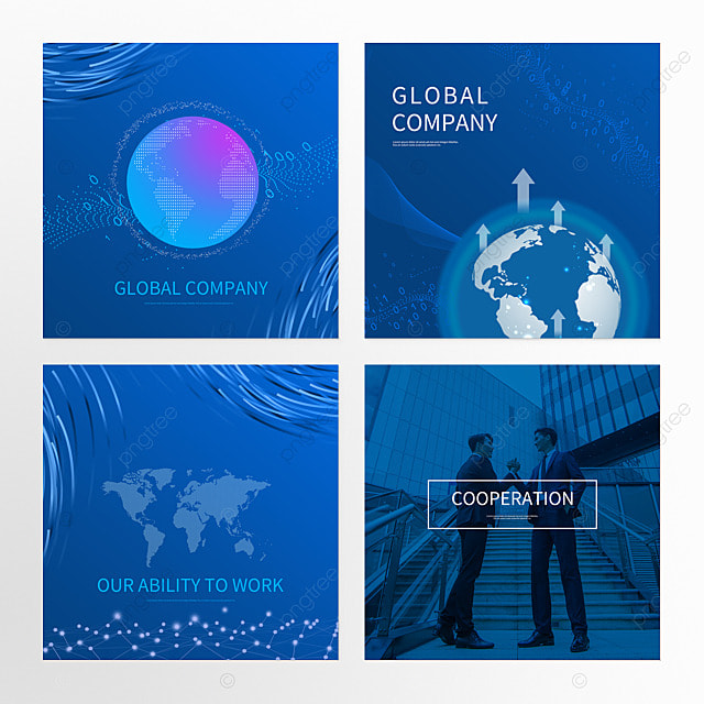 地球科技线条商务蓝色社交媒体组图