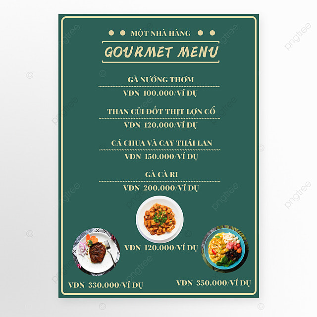 越南风格绿色底纹主食菜单
