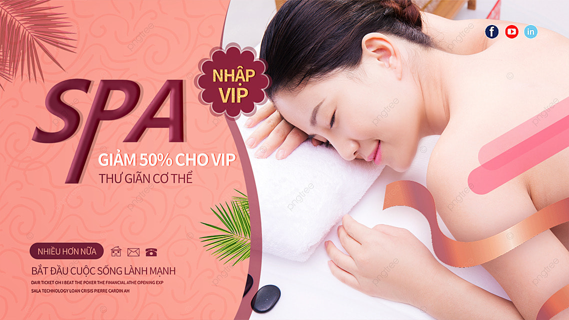 spa美容院按摩护肤粉色越南网页横幅广告