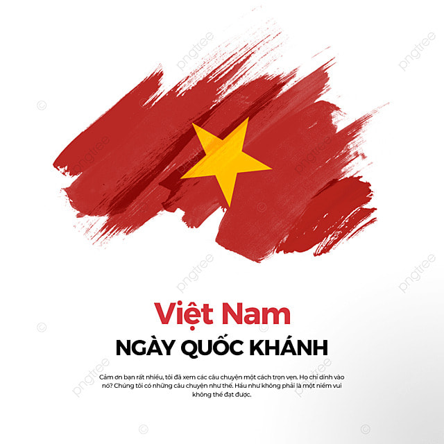 越南国旗水墨涂抹笔刷国庆日社交媒体广告