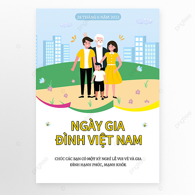 越南家庭日节日蓝色模板