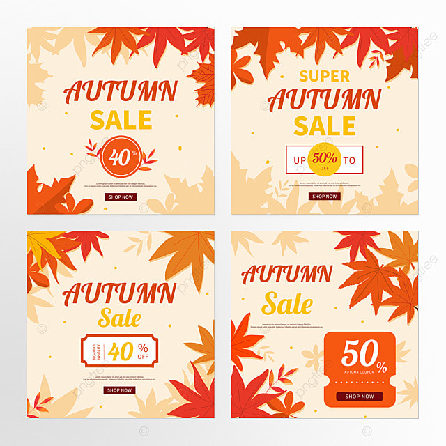 枫叶边框秋季促销橙色社交媒体组图