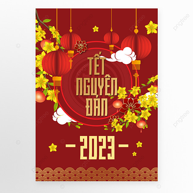 越南新年红色背景海报模板