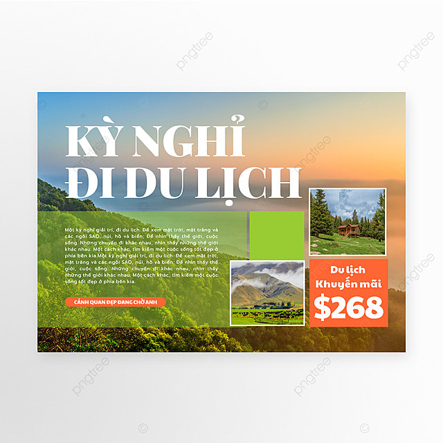 越南旅游宣传传单绿色自然风景旅行模版