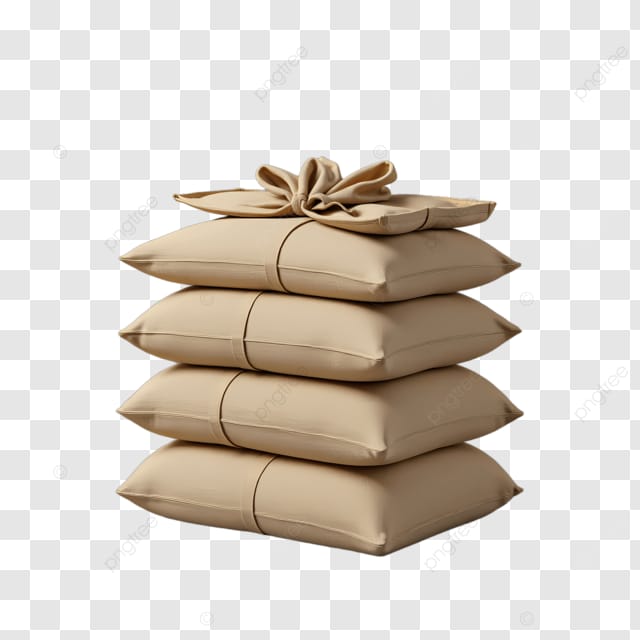 叠放整齐的米色枕头