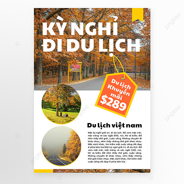 越南旅游宣传传单越南语秋天旅行传单模版