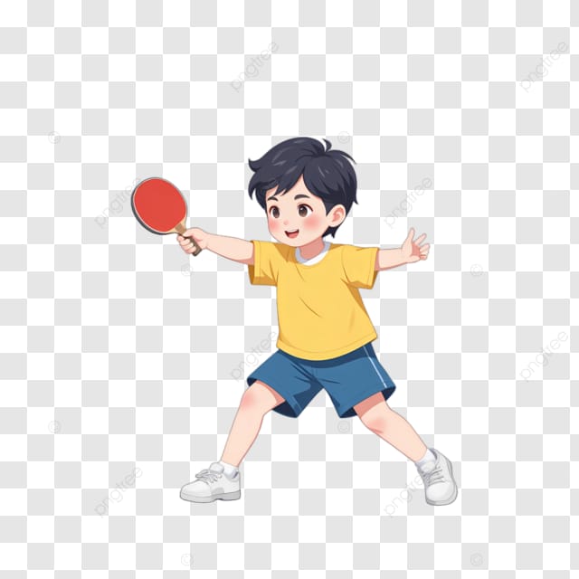 小朋友打乒乓球