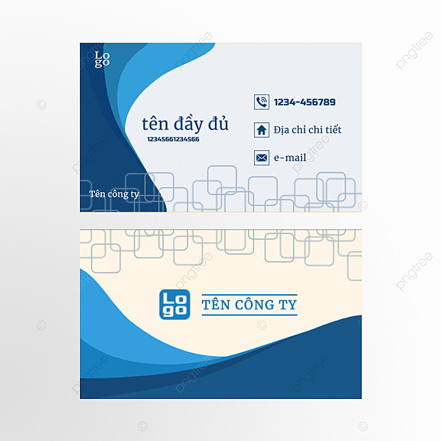 蓝色几何简约越南语名片