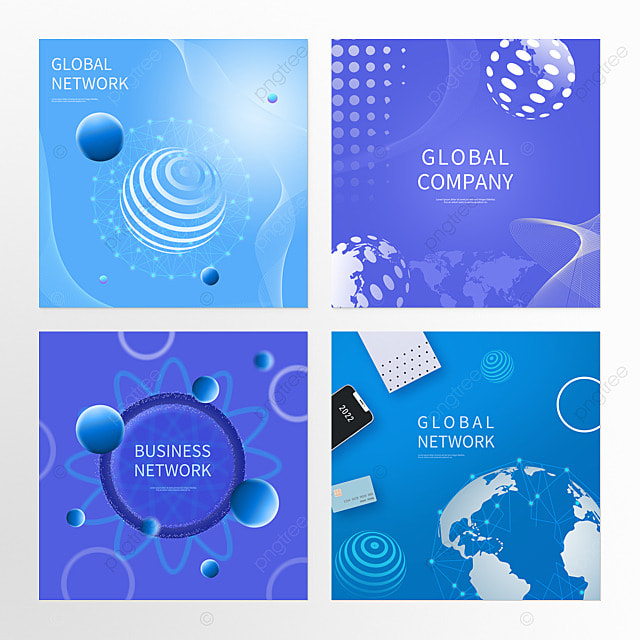 科技线条抽象风格蓝色社交媒体组图