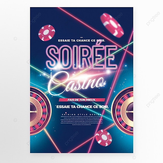 转盘筹码霓虹光线赌博夜店宣传海报