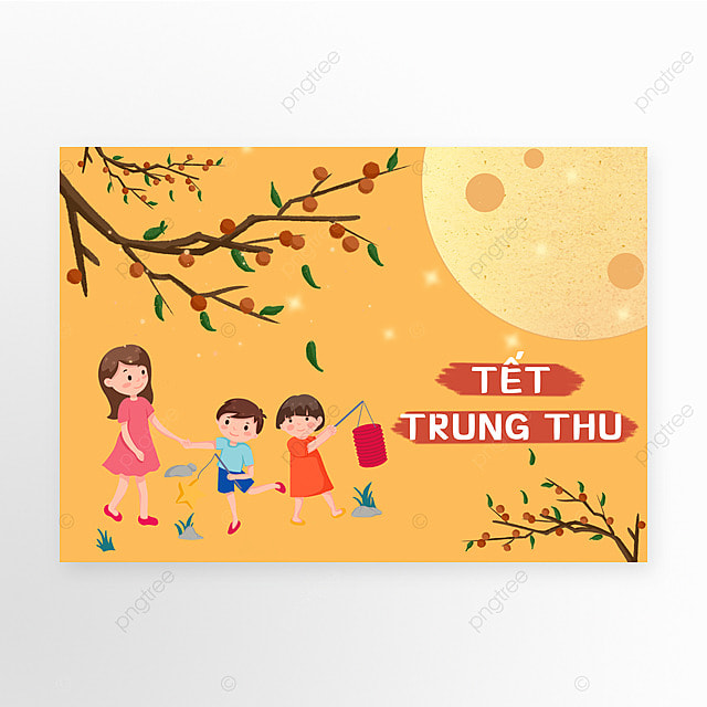 越南中秋节橙色创意海报