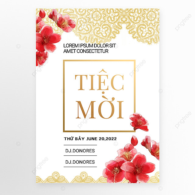 简约花卉越南语聚会派对邀请函模板