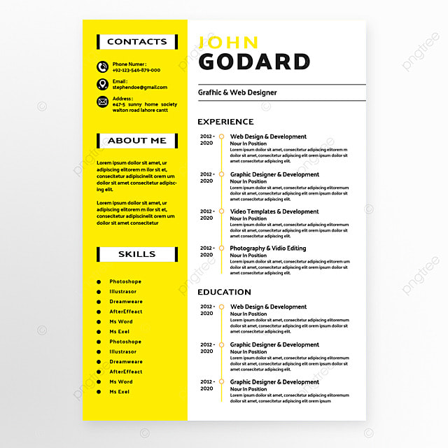 简历亮黄色招聘个人简历