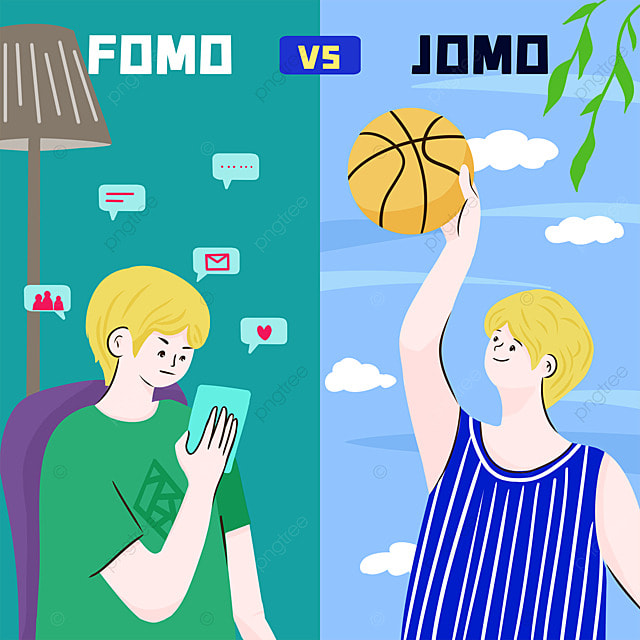 fomo vs jomo 社交媒体卡通蓝色sns