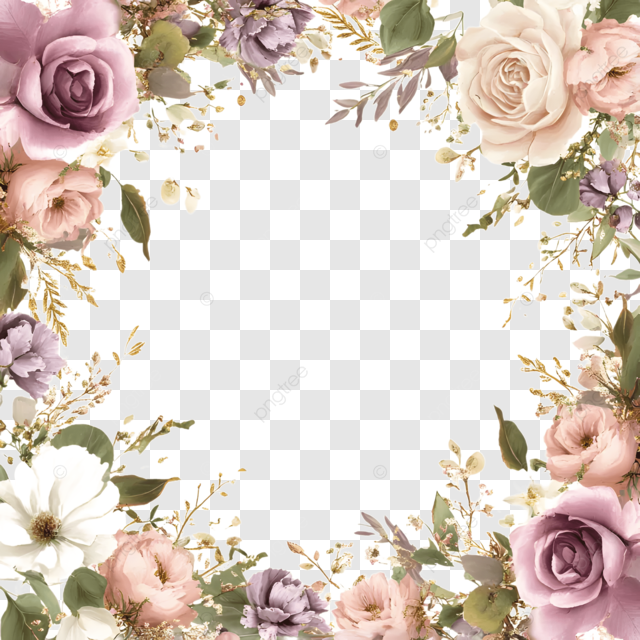 粉红色白玫瑰紫色花边框