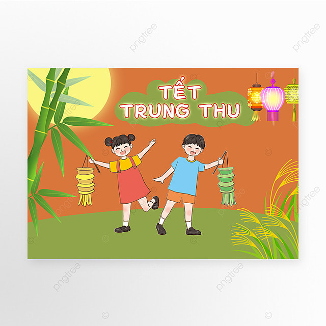 越南中秋节橙色海报