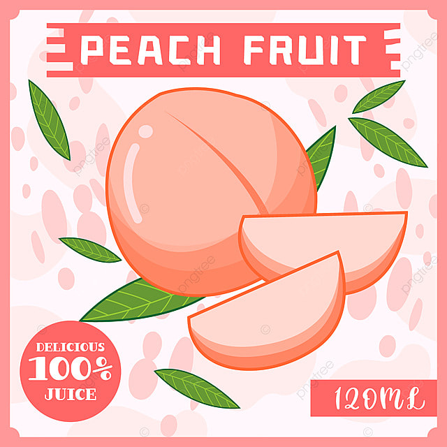 果汁标签水果模版美味水蜜桃果汁