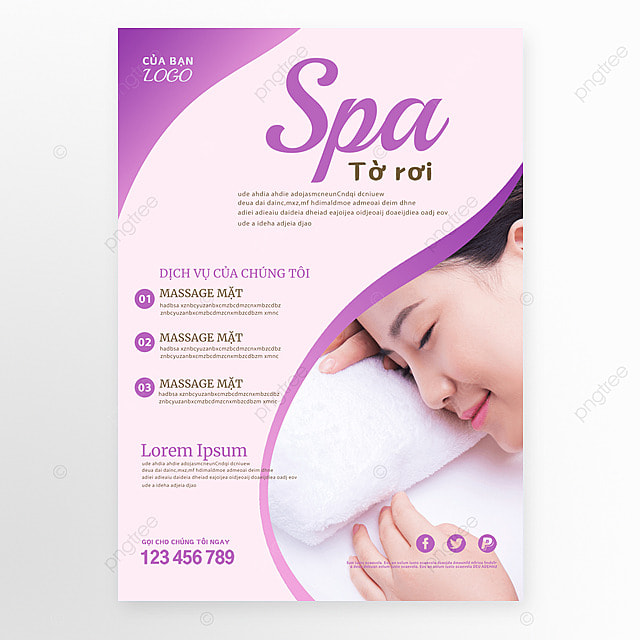 越南语spa美容紫色传单