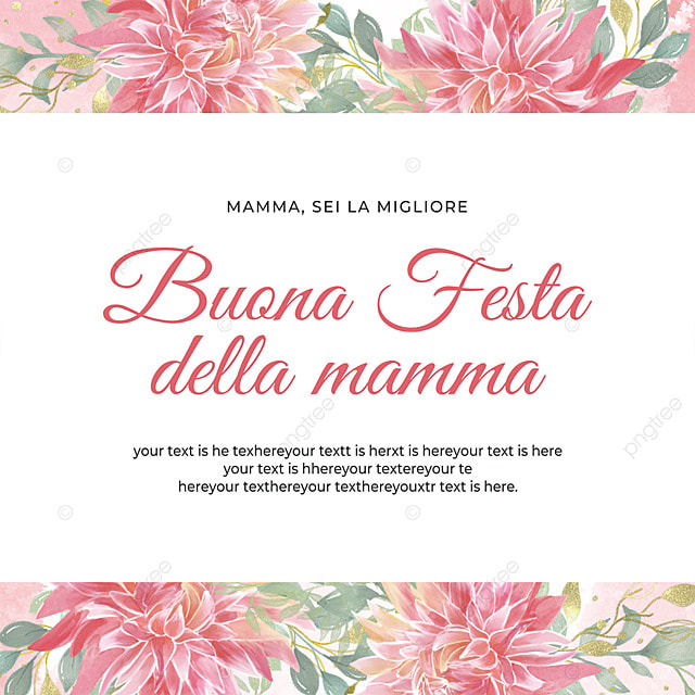 意大利语母亲节快乐水彩风格社交媒体模板