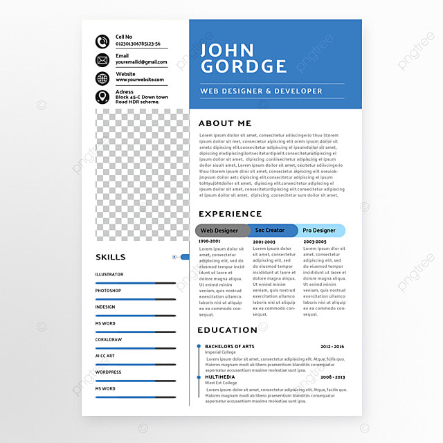 履历人事招聘个人简历蓝色