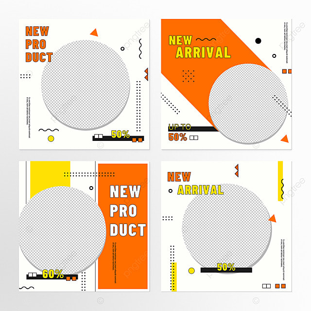 橙色几何促销社交媒体组图