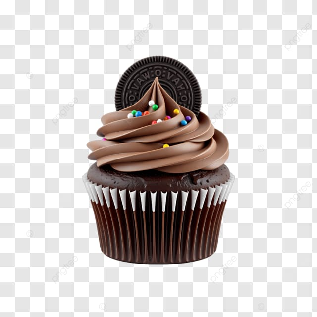 巧克力杯子蛋糕与曲奇餅装饰