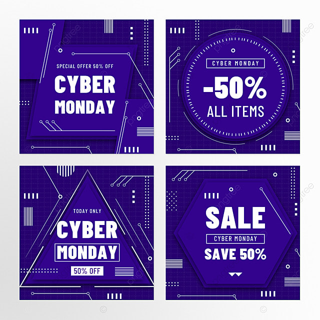 几何线条网络星期一蓝色社交媒体组图