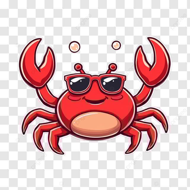 一只红色的大螃蟹戴着太阳眼镜