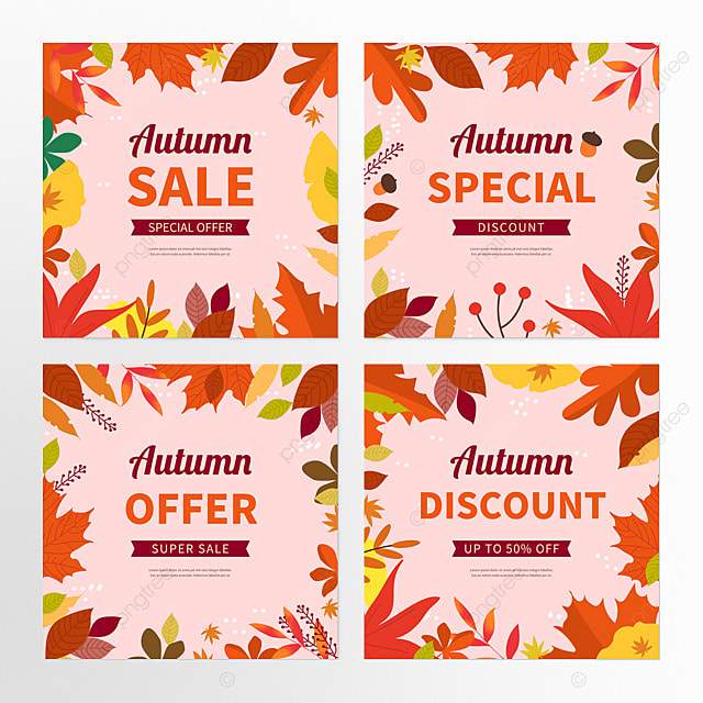 枫叶植物边框秋季促销社交媒体组图