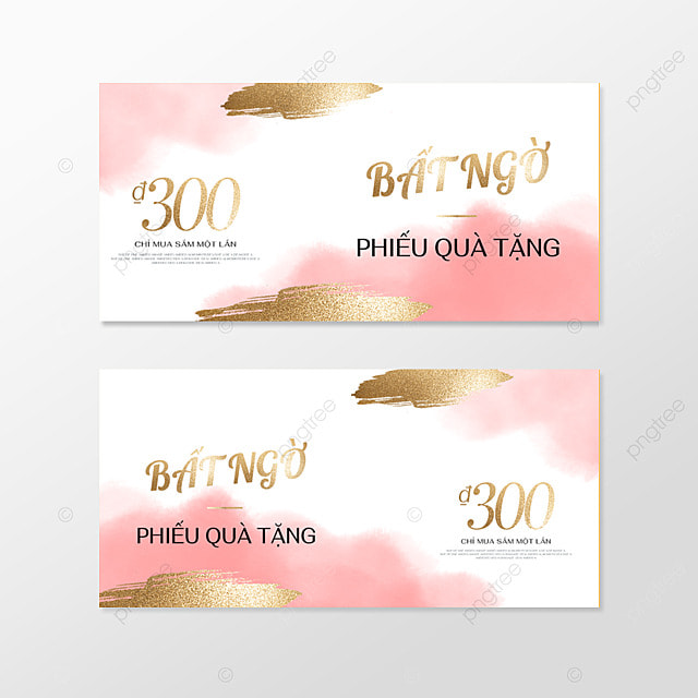 商业粉色烫金笔刷礼品代金券