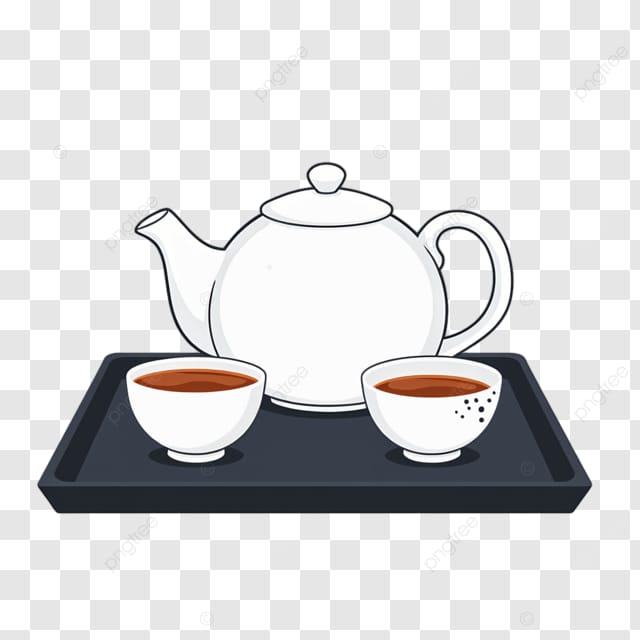托盘上的茶壶和杯子