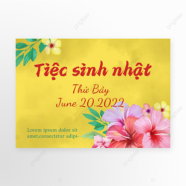 黄色质感花卉越南语聚会派对邀请函模板