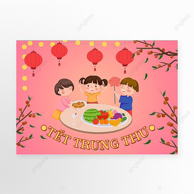 越南中秋节简约粉色海报