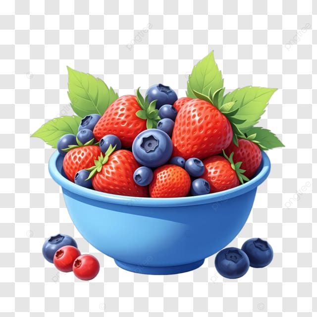 蓝莓草莓蓝莓碗里装满了新鲜水果