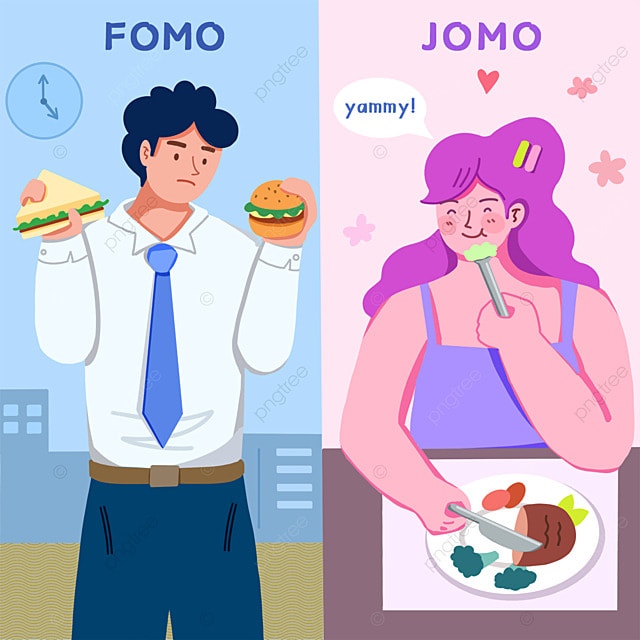 fomo vs jomo社交媒体插画模板