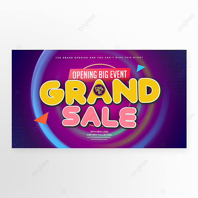 时尚色彩光线盛大开业促销横幅