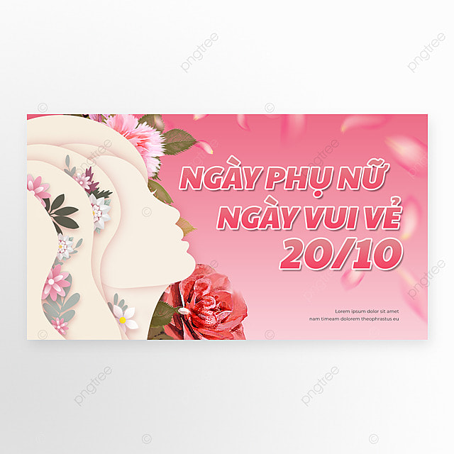 时尚剪影卡通风格越南女人节横幅