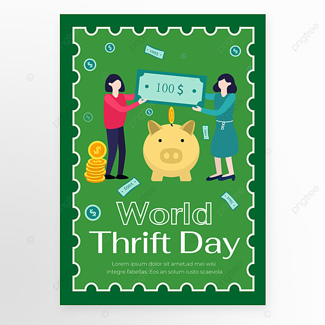 世界勤俭日绿色背景海报