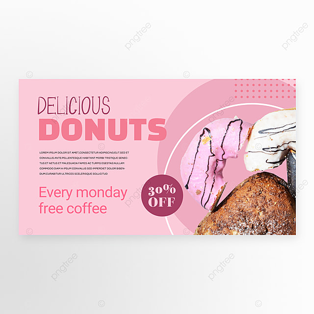 简约线条形状甜甜圈面包促销模板
