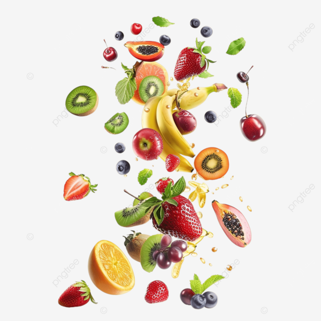 飞行的新鲜水果