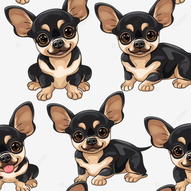 可爱的吉娃娃小狗卡通无缝图案