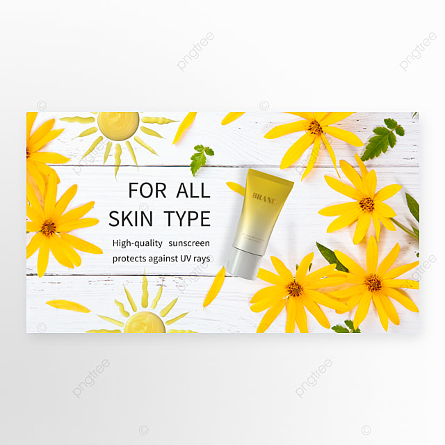 橘色花朵包围的防晒霜