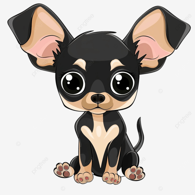 可爱的吉娃娃小狗坐着卡通