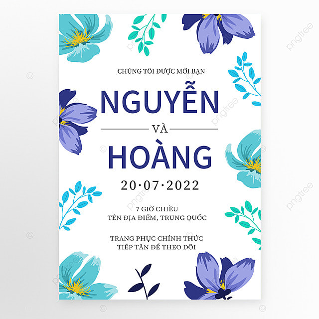 水彩婚礼创意浪漫越南语邀请函