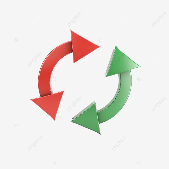 红色和绿色箭头PPT材料回收循环透视图