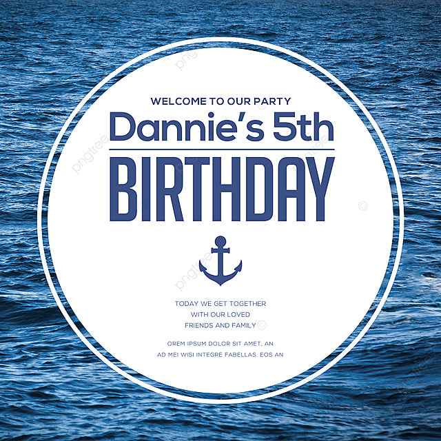 简约时尚海洋风格生日派对社交媒体广告
