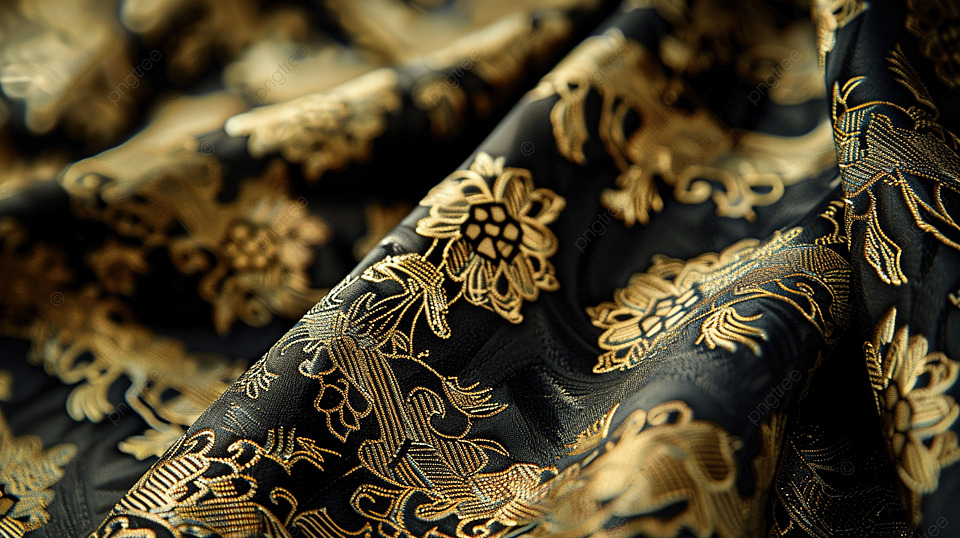 具有东方金色图案的面料