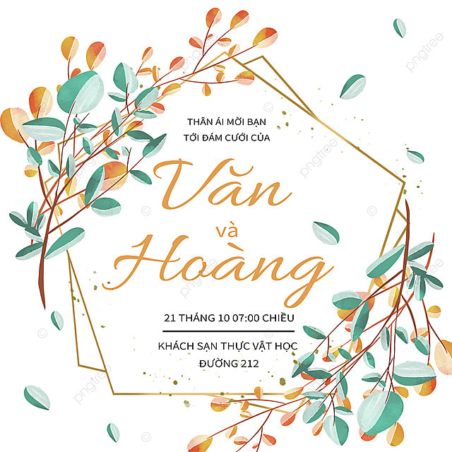 水彩婚礼浪漫简约越南语媒体社交模板